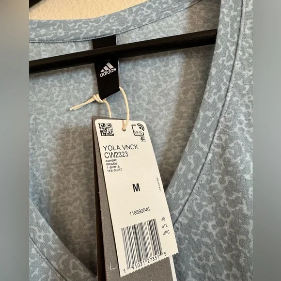 Adidas T-Shirt Short Sleeve V-Neck Blue M - Picture 4 of 9